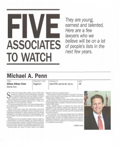 Michael Penn Named One of the “Five Associates to Watch”