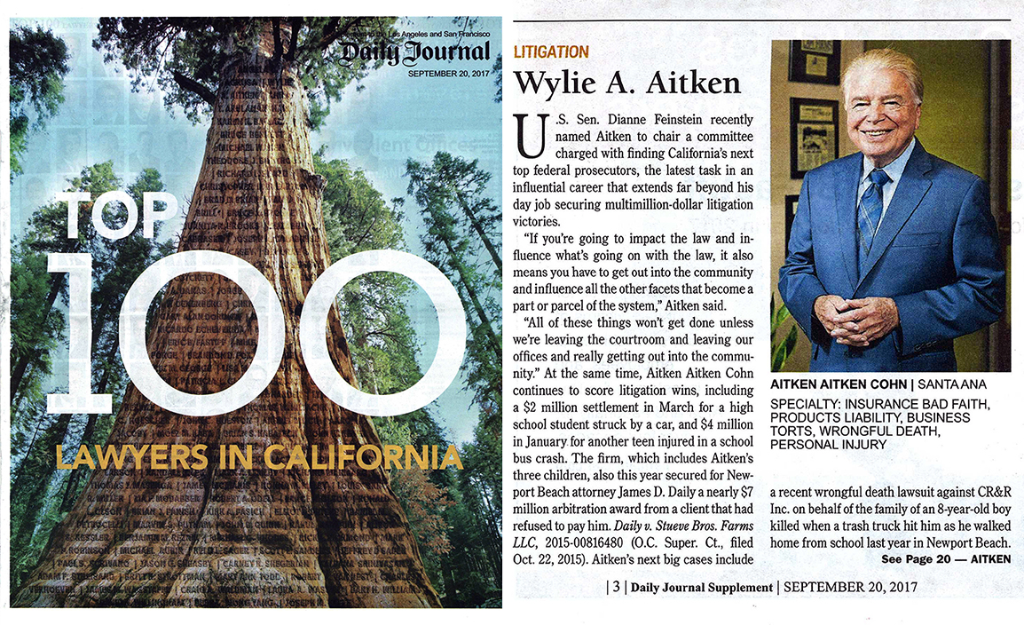 Wylie Aitken Named to the Top 100 Lawyers in California